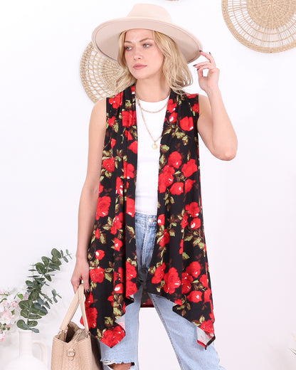 DT11 Floral Sleeveless Lightweight Cardigan Vest