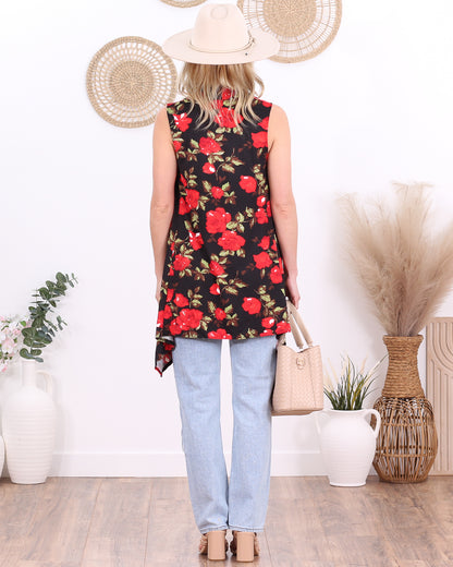 DT11 Floral Sleeveless Lightweight Cardigan Vest