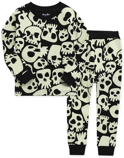 Black Skull Boom Long Sleeve Pajamas