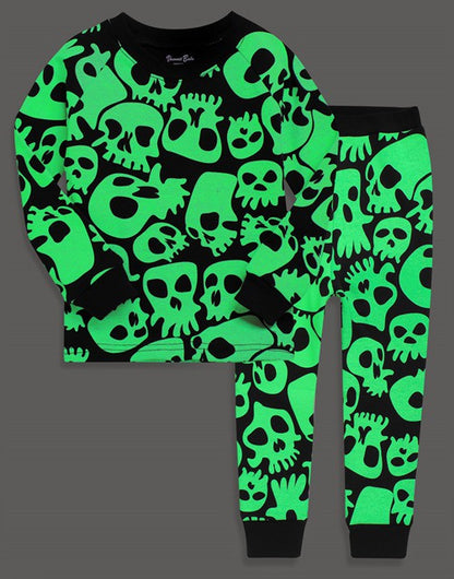 Black Skull Boom Long Sleeve Pajamas