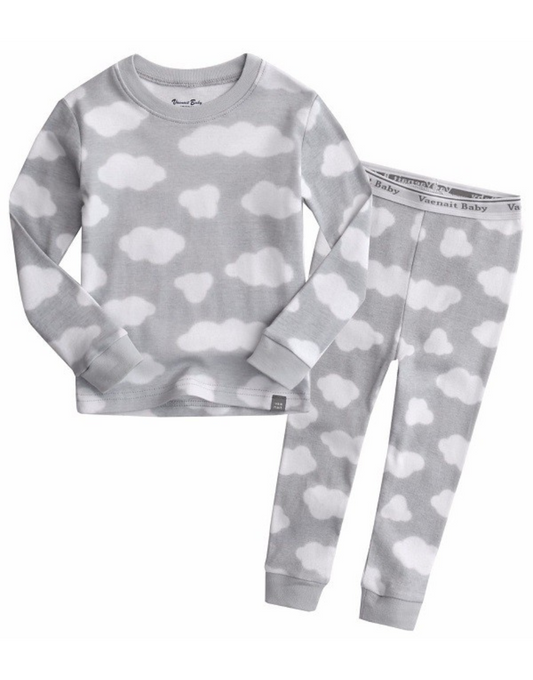 Conjunto de pijama de manga larga con nubes 