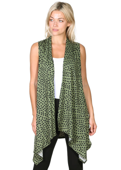 DT23 Polka Dot Sleeveless Lightweight Cardigan Vest