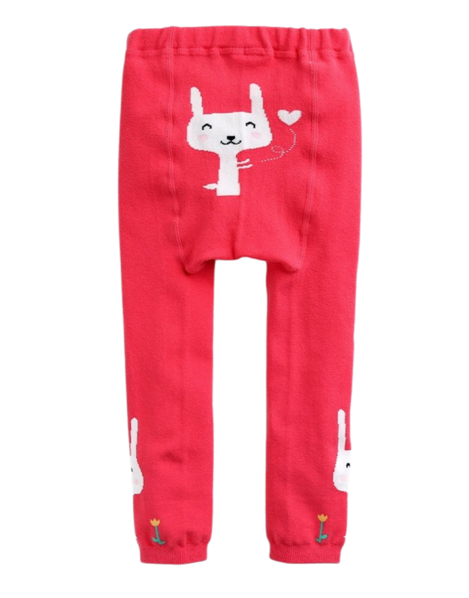 Hot Pink Rabbit Printed Baby Leggings