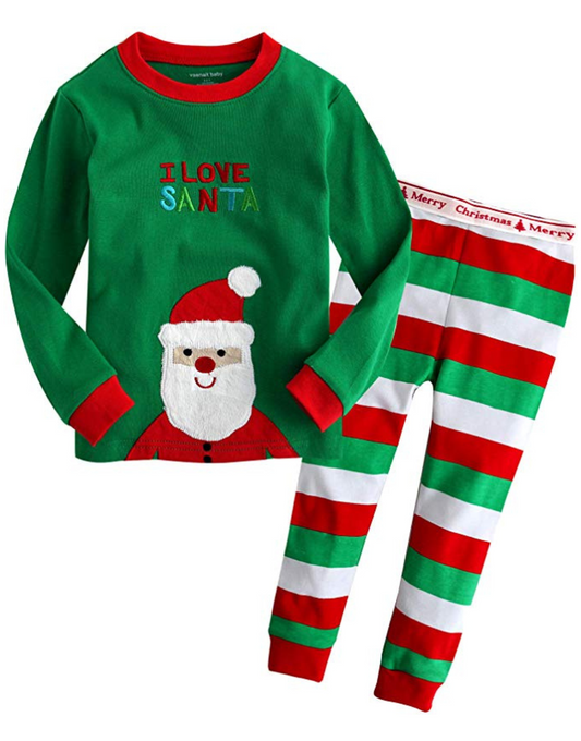 Conjunto de pijama de manga larga I Love Santa