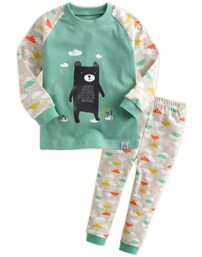 Conjunto de pijama de manga larga con osito 