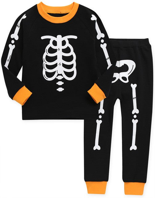 Orange Skeleton Long Sleeve Pajamas