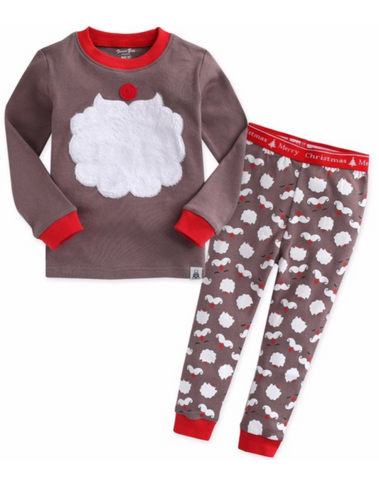 Conjunto de pijama de manga larga con barba de Papá Noel