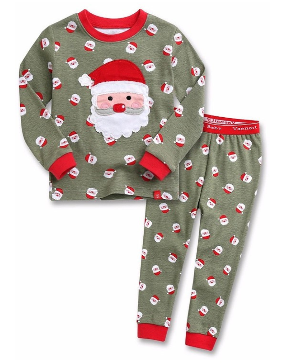 Conjunto de pijama de manga larga con diseño de Papá Noel y galletas