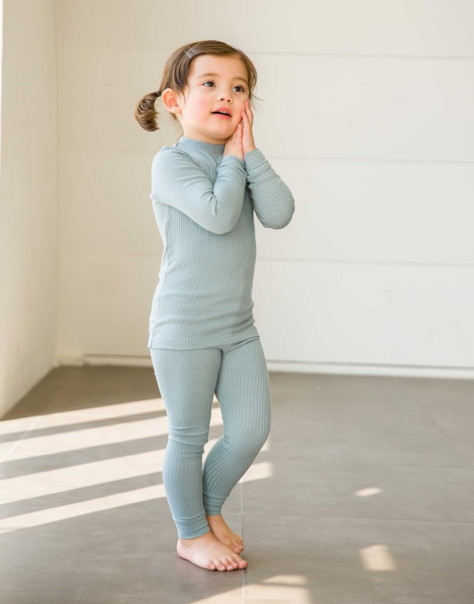 Mint Rib Long Sleeve Pajamas