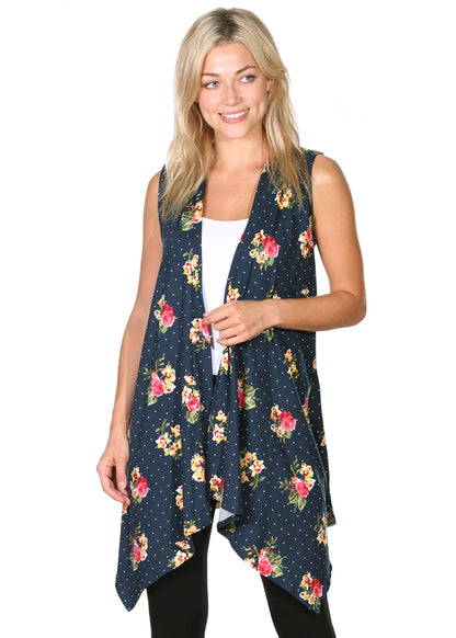 DT33 Floral Sleeveless Lightweight Cardigan Vest