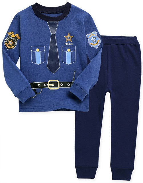 Blue Policeman Long Sleeve Pajamas