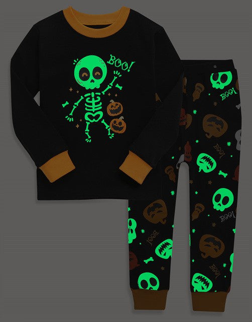 Conjunto de pijama de manga larga con calavera bailando 