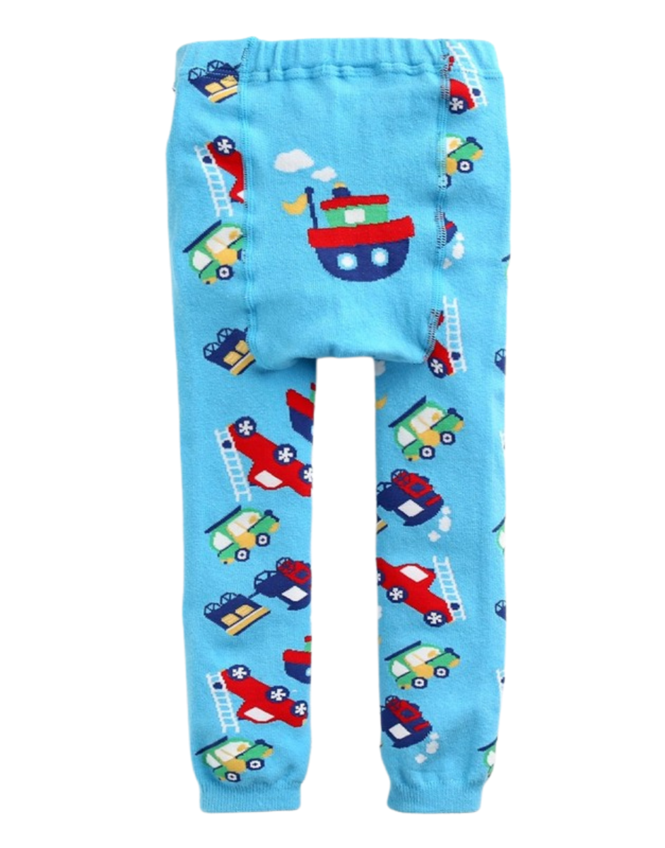 Light Blue Automobiles Printed Baby Leggings