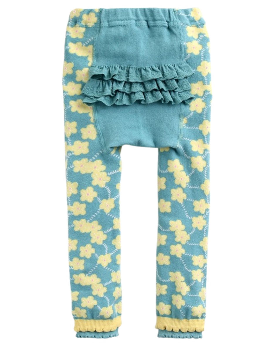 Mint Flower Frill Printed Baby Leggings