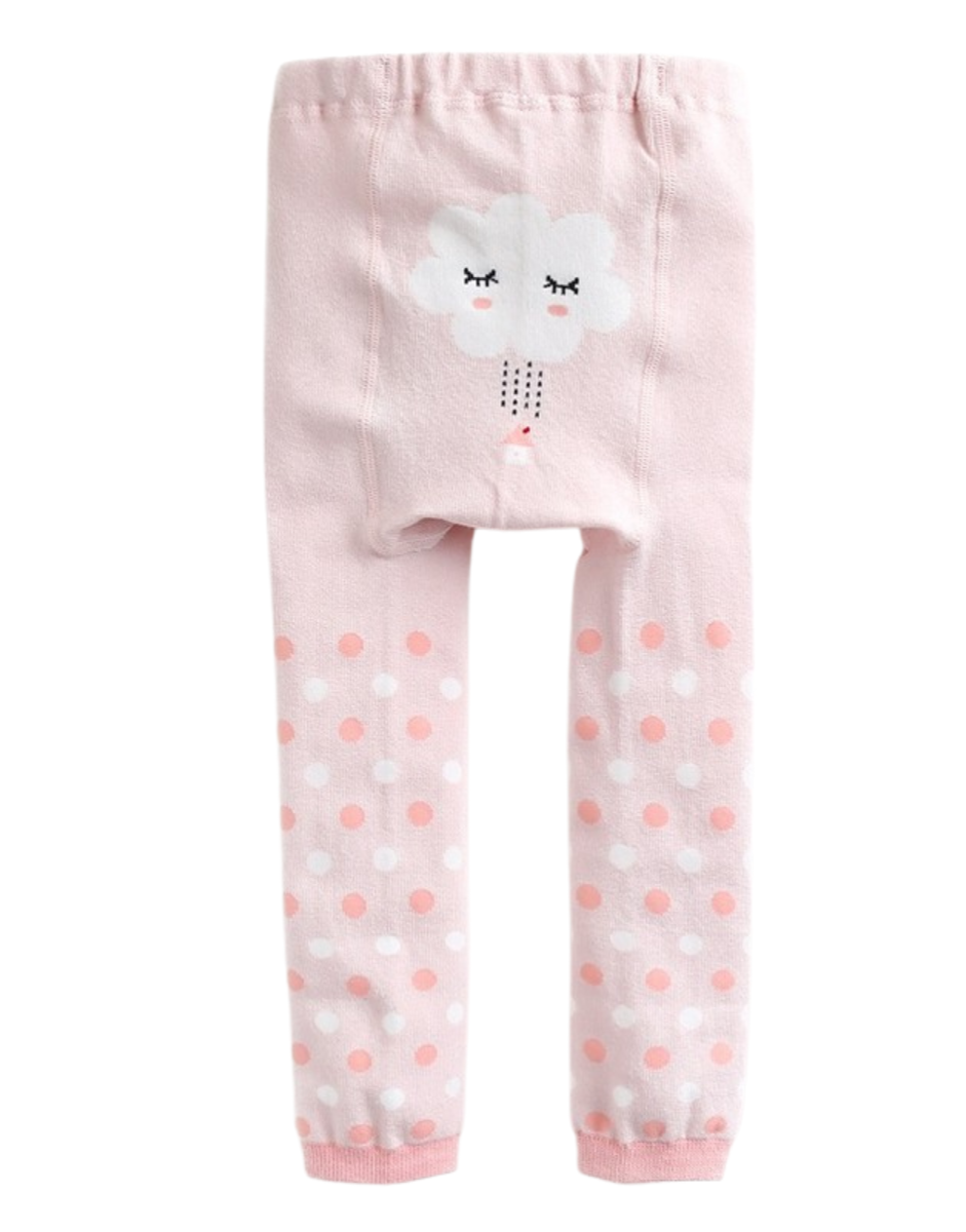 Pink Cloud Dotted Printed Baby Leggings