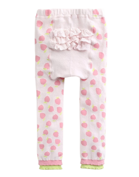 Pink Apple Frill Printed Baby Leggings