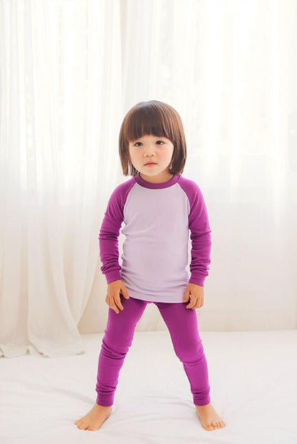 Pijama de manga larga raglán morado 