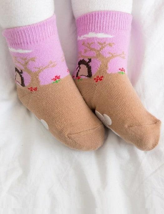 Beige Animal Story Ankle Socks