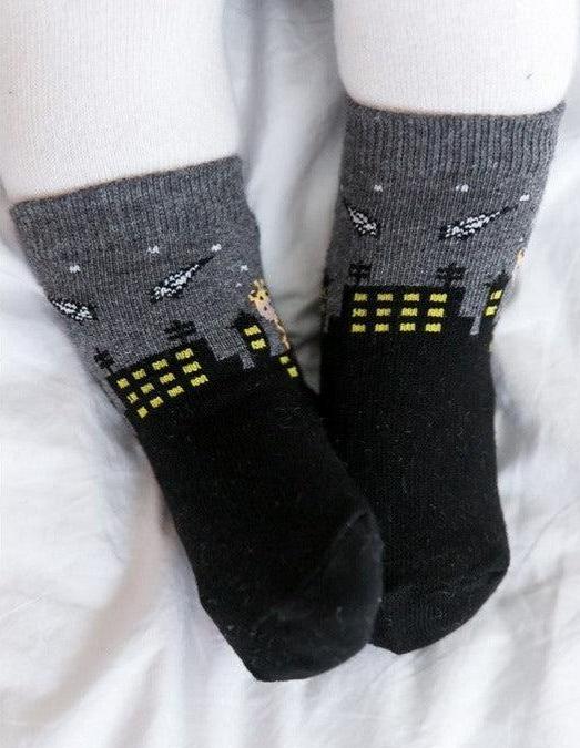 Black Animal Story Ankle Socks