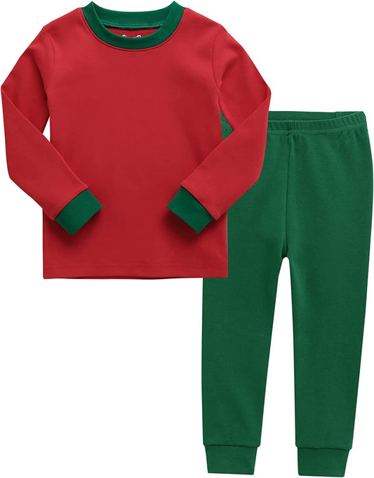 Conjunto de pijama de manga larga diario rojo/verde 