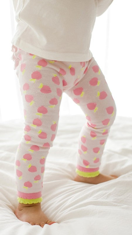 Pink Apple Frill Printed Baby Leggings