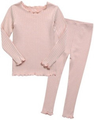 Light Pink Shirring Long Sleeve Pajamas