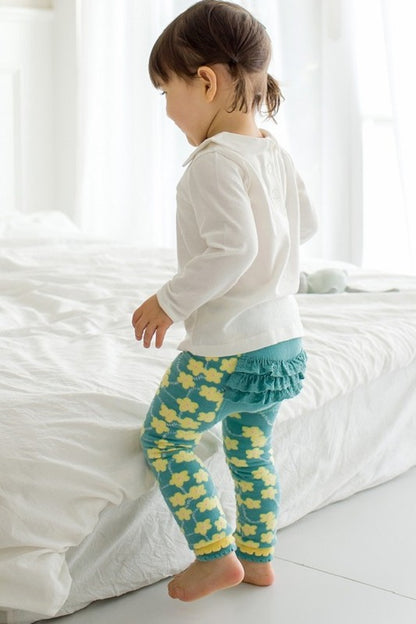 Mint Flower Frill Printed Baby Leggings