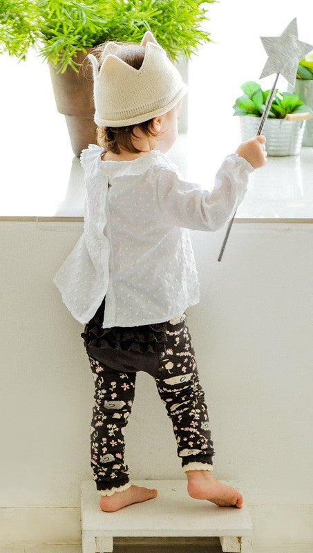 Charcoal Hamster Frill Printed Baby Leggings