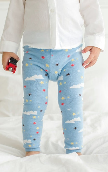 Light Blue Bear Printed Baby Leggings